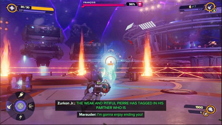 After dealing with waves of enemies, you are in for an unpleasant surprise - Ratchet & Clank Rift Apart: Defeat the monsters and Francois in the arena - walkthrough - Scarst Debris Cloud - Ratchet & Clank Rift Apart Guide