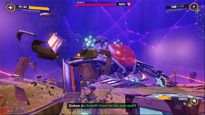 As a reminder, Seekerpede was the main boss to defeat on the planet Sargasso - we described this confrontation in detail on a separate page in the Bosses chapter - Ratchet & Clank Rift Apart: Scolo the Seekerpede, Scarstu Debris Field - Bosses - Ratchet & Clank Rift Apart Guide