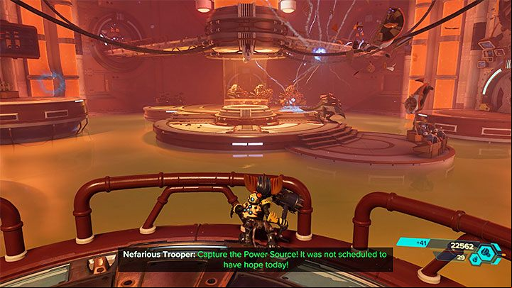 The freed Juice will start fighting the Nefarious's machines, and you don't need to them - Ratchet & Clank Rift Apart: Freeing Juice and creating the Dimensionator - walkthrough - Cordelion - Ratchet & Clank Rift Apart Guide