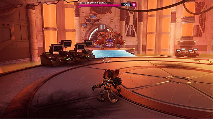 After Juice defeats all the enemies (alone or with Ratchet's ), approach the place where it was captivated - Ratchet & Clank Rift Apart: Freeing Juice and creating the Dimensionator - walkthrough - Cordelion - Ratchet & Clank Rift Apart Guide