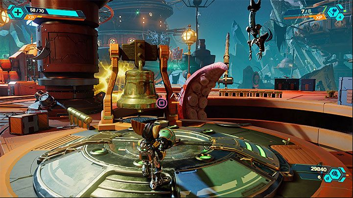 After defeating all the enemies, reach the crank in the middle of the arena - Ratchet & Clank Rift Apart: Rescue Pierre Le Fer - walkthrough - Ardolis - Ratchet & Clank Rift Apart Guide