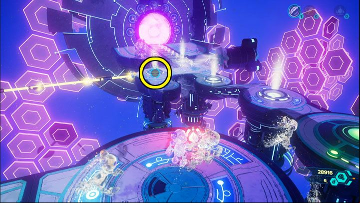 You will reach a high ledge with a Lift Sphere - Ratchet & Clank Rift Apart: Protecting Morts and freeing Seekerpede - walkthrough - Return to Sargasso - Ratchet & Clank Rift Apart Guide