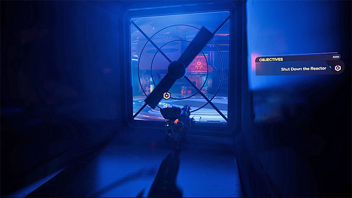 You will find yourself on a shelf next to the room with the reactor control console - Ratchet & Clank Rift Apart: Reactor shutdown - walkthrough - Viceron - Ratchet & Clank Rift Apart Guide