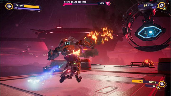 Avoiding Royal Guard Escorts attacks should not be very difficult, as there are no special types of strikes here - they are ordinary, though quite powerful missiles - Ratchet & Clank Rift Apart: Follow the cell - Viceron - Ratchet & Clank Rift Apart Guide