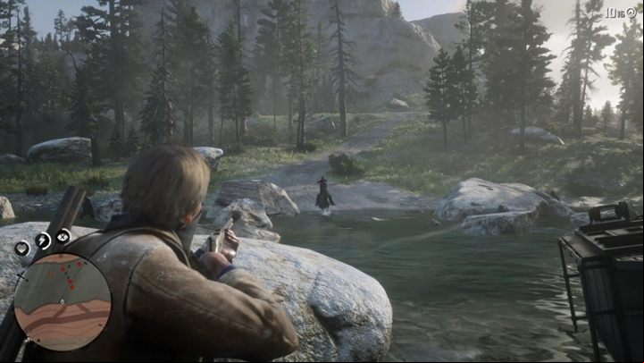 Quickly eliminate the riders and then shoot the driver to stop the wagon - Red Dead Redemption 2: An American Pastoral Scene - walkthrough - Chapter 2 - Horseshoe Overlook - Red Dead Redemption 2 Guide