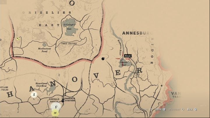 Once you have acquired all the maps, you can go to the Annesburg region - Red Dead Redemption 2: Gold bar - how to get, where to sell? - Exploring the game world - Red Dead Redemption 2 Guide