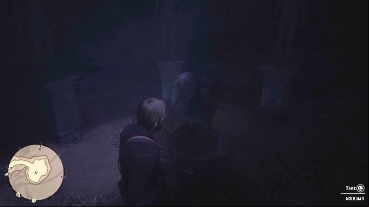 After that, you can collect the 3 gold bars - Red Dead Redemption 2: The Strange Statues Puzzle guide - map, tips - Secrets and collectibles - Red Dead Redemption 2 Guide