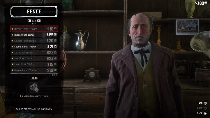 If you go to the Fence you can create Coyote Fang Trinket - Red Dead Redemption 2: Legendary Coyote - maps, tips - Legendary Animals - Red Dead Redemption 2 Guide
