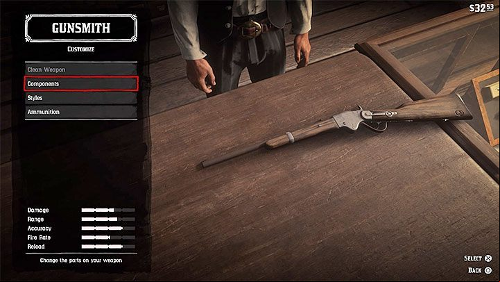The problem with having no scope can be solved rather easily - visit any of the Gunsmiths - Red Dead Redemption 2: Scope - how to get it for your rifle? - Combat - Red Dead Redemption 2 Guide