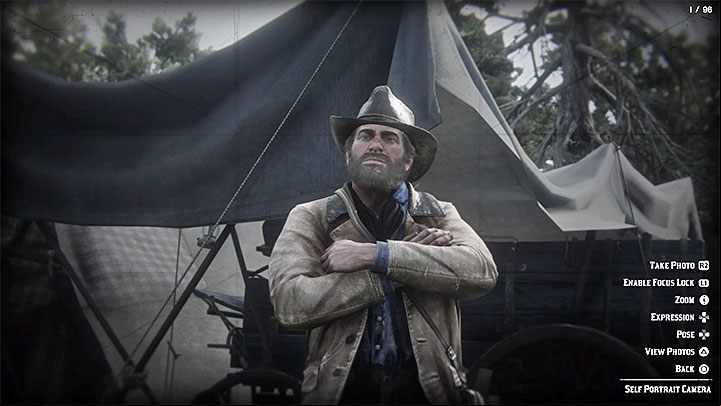 The second mode allows you to take selfies by placing the camera on the ground - do that by pressing the right analog stick (R3) - Red Dead Redemption 2: Photos - how to take? - Arthur and Dutchs gang - Red Dead Redemption 2 Guide
