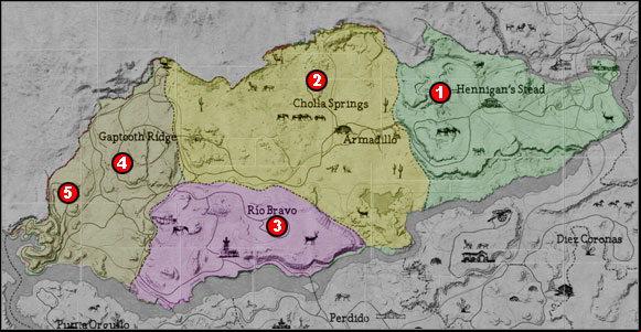 1 - Maps - Gang Hideouts - Maps - Red Dead Redemption - Game Guide and Walkthrough