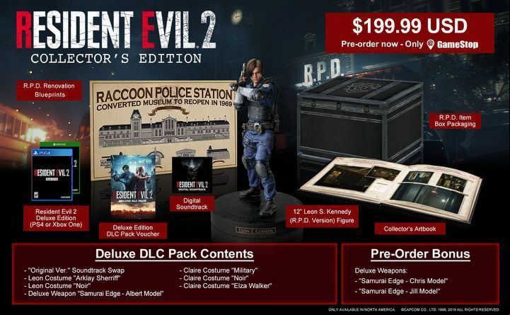 The retail collectors edition intended for the American and Canadian markets is offered for purchase exclusively by GameStop and EB Games chains - Resident Evil 2 Guide