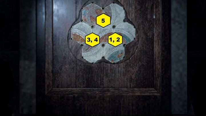 If you are playing at higher difficulty levels (Hardcore or Professional), you will have to use a different solution - Resident Evil 4 Remake: Hexagon Pieces - Puzzle solutions - Resident Evil 4 Remake Guide