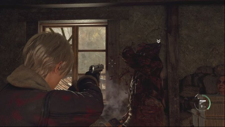 With firearm attacks, you can stun the boss temporarily - when that happens, a white icon will appear above his head - Resident Evil 4 Remake: Chainsaw Man Boss - Bosses - Resident Evil 4 Remake Guide