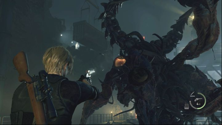 Aim at the boss's big eyes, but you can only do damage when they are open - Resident Evil 4 Remake: How to defeat the final boss? - Bosses - Resident Evil 4 Remake Guide