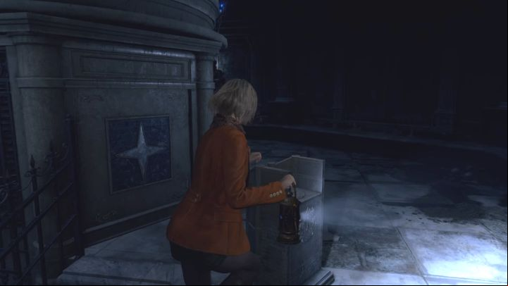 Go to the right platform (looking from the starting point) - Resident Evil 4 Remake: The Salazar Family Insignia puzzle (Ashley) - Puzzle solutions - Resident Evil 4 Remake Guide
