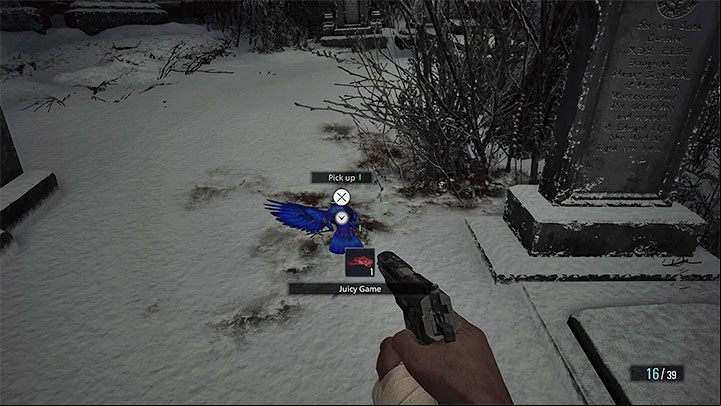 Check the place where the bird fell to get the Juicy Game ingredient, which you can deliver to Duke at your convenience - Resident Evil Village: Juicy Game ingredient - how to get it? - FAQ - Resident Evil Village Guide