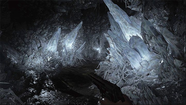 Once you've dealt with the Urias boss in the cave, you will reach a very unusual location from the picture above - it is a hall with a large number of crystals - Resident Evil Village: Stronghold - Files, list - Beneviento House - Resident Evil Village Guide