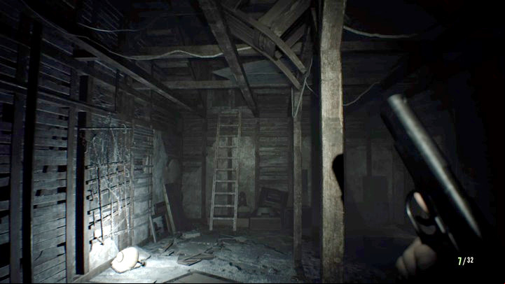 Use the ladder to reach the window - Resident Evil 7: Guest House walktrough - Resident Evil VII Walkthrough - Resident Evil 7 Guide, Walkthrough