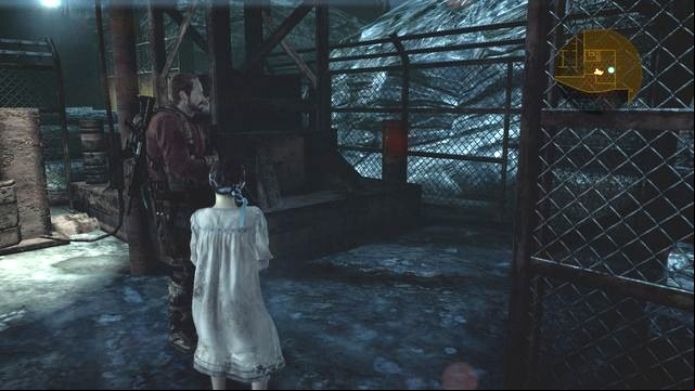 After you stat the crane, towards the end of the episode, see the mist under the fence, to the right - Insect Larvae (Natalie) - Penal Colony | Emblems - Episode 1 - Penal Colony - Tower Emblems - Resident Evil: Revelations 2 Game Guide