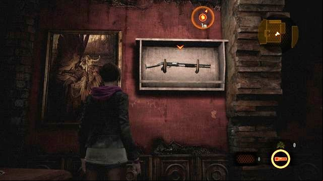 A more interesting thing, however, is the shotgun on the wall, right next to the big painting (the screenshot) - Go to the tower | Contemplation - Claire - Contemplation - Claire - Resident Evil: Revelations 2 Game Guide