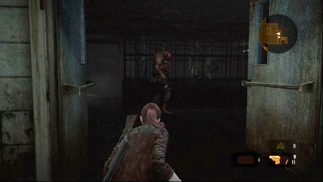 After you open the door, shoot the enemy quickly, to prevent him from coming too close - Go to the tower | Contemplation - Claire - Contemplation - Claire - Resident Evil: Revelations 2 Game Guide