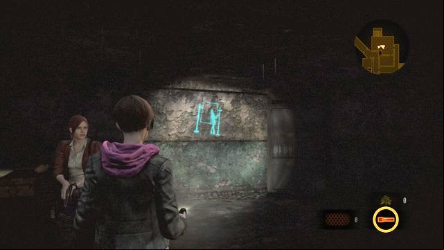 After you walk into the building, where you open the locked grate with a lever, you first get into a room, where you are attacked by an exploding opponent - Kafka drawings (Moira) - Contemplation | Emblems - Episode 2 - Contemplation - Tower emblems - Resident Evil: Revelations 2 Game Guide