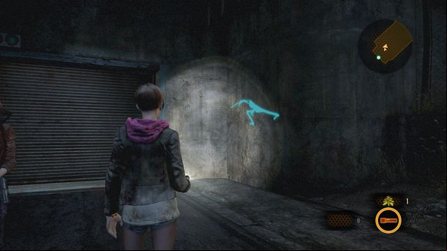 Right after beginning the episode, before opening the gate and entering the Factory territory - look at the wall on the right - Kafka Drawings (Moira) - Judgement | Emblems - Episode 3 - Judgement - Tower emblems - Resident Evil: Revelations 2 Game Guide