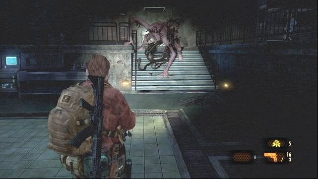 Alex will be most eager to attack with her long arms. - Defeat Alex | Metamorphosis - Barry - Metamorphosis - Barry - Resident Evil: Revelations 2 Game Guide