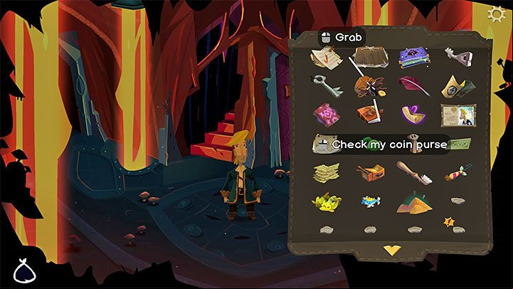 The puzzle involves placing the pebbles in the boxes based on their size - Return to Monkey Island: Find LeChuck (Chapter 5) - walkthrough, solution - Part 5 - Beneath the Monkey Head - Return to Monkey Island Walkthrough