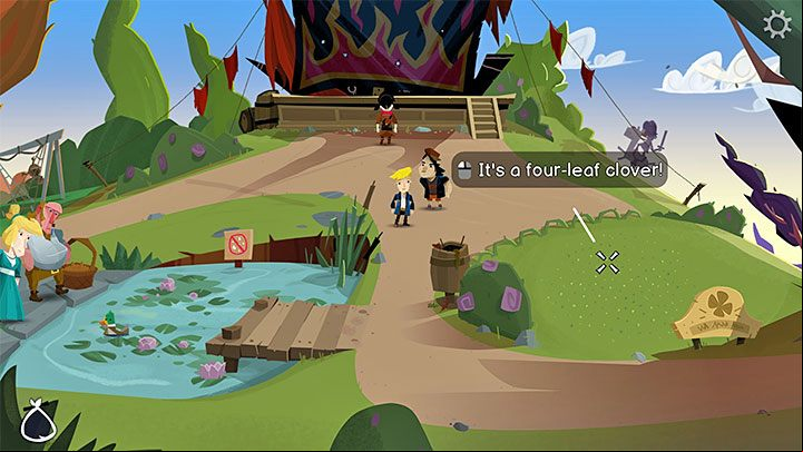 Four-leaf clover is in a nearby clearing - Return to Monkey Island: Prelude - walkthrough - Prelude - An Unexpected Story Begins - Return to Monkey Island Walkthrough