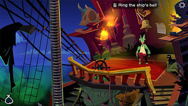 Reach the main deck and go right to the rudder area - Return to Monkey Island: Learn LeChucks secrets - walkthrough - Part 3 - Return to Monkey Island - Return to Monkey Island Walkthrough