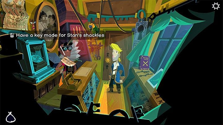 Return to Melee Island and visit Locke Smith at her locksmith shop in High Street - Return to Monkey Island: Bella Fishers Golden Key - walkthrough, solution - Part 4 - Things Get Complicated - Return to Monkey Island Walkthrough