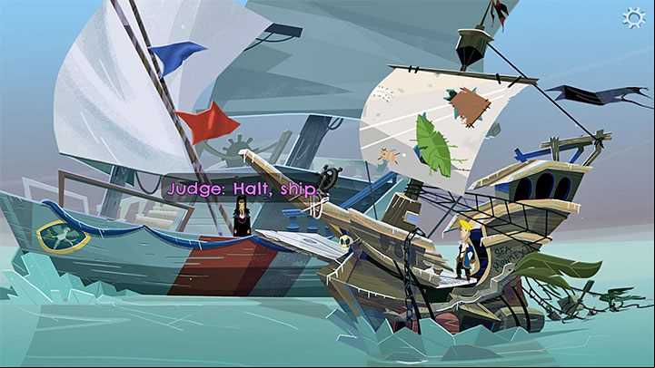 If you try to cross the 19th Parallel, you will be stopped by the judge making it unable for you to reach Brrr Muda Island - Return to Monkey Island: Get the 5 keys for the safe - walkthrough - Part 4 - Things Get Complicated - Return to Monkey Island Walkthrough
