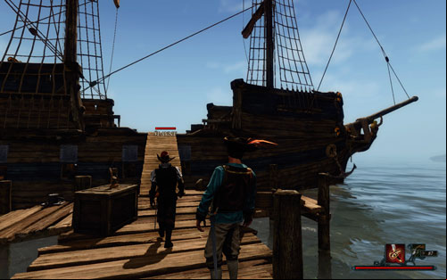 Slayne's boat isn't much different from yours. - Follow Slayne to his Ship - Antigua - Quests - Risen 2: Dark Waters - Game Guide and Walkthrough