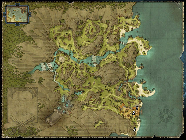 On a beach near Puerto Isabella there is a hidden chest containing a lot of gold and a few valuable plates - The Treasure on Puerto Isabella Beach - The Sword Coast - Quests - Risen 2: Dark Waters - Game Guide and Walkthrough