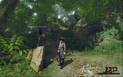 It's really hard to miss. - The Blue Feather - Maracai Bay - Quests - Risen 2: Dark Waters - Game Guide and Walkthrough