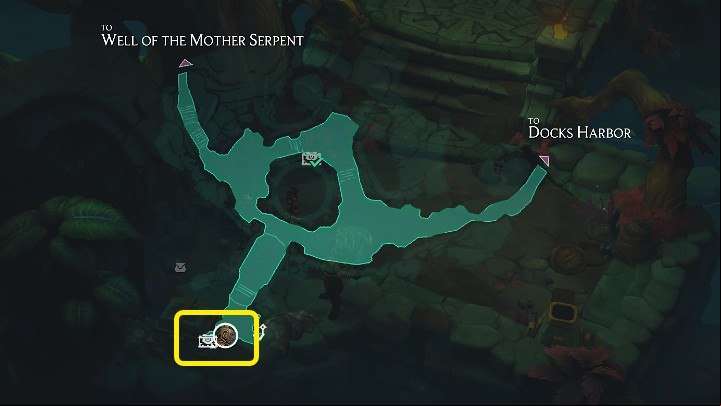 Go to the Buhru Grotto and then to the place indicated in the picture above - Ruined King: Fishing - Basics - Ruined King Guide