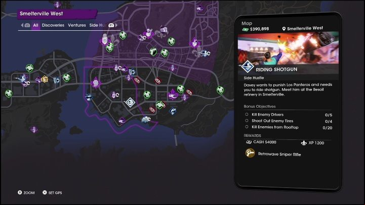 Rewards for completing the Riding Shotgun side activity - Saints Row 2022: Side Hustles (Smelterville West) - list and description of activity - Smelterville West - Saints Row Guide, Walkthrough