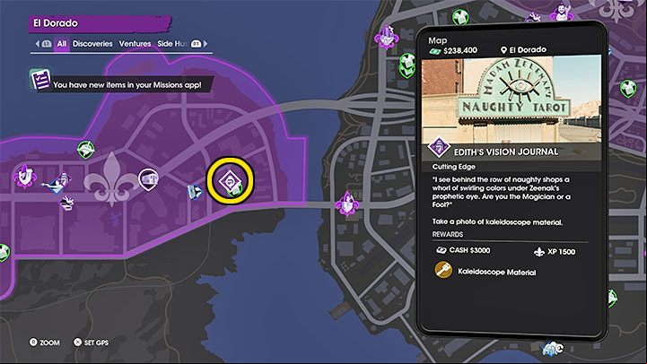 This secret is related to Kaleidoscope Material - Saints Row: Cutting Edge - venture description, Ediths collectibles - Ventures - Saints Row Guide, Walkthrough