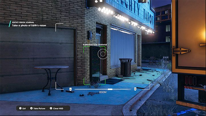 The object you are looking for is next to one of the buildings, under the blue Naughty Tarot sign - Saints Row: Cutting Edge - venture description, Ediths collectibles - Ventures - Saints Row Guide, Walkthrough