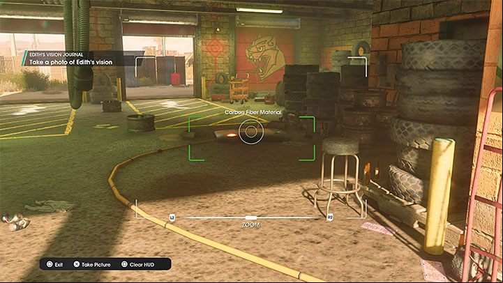 After reaching your destination you must enter the Buffalow Riders car repair shop and take a photo of the object on the floor - Saints Row: Cutting Edge - venture description, Ediths collectibles - Ventures - Saints Row Guide, Walkthrough