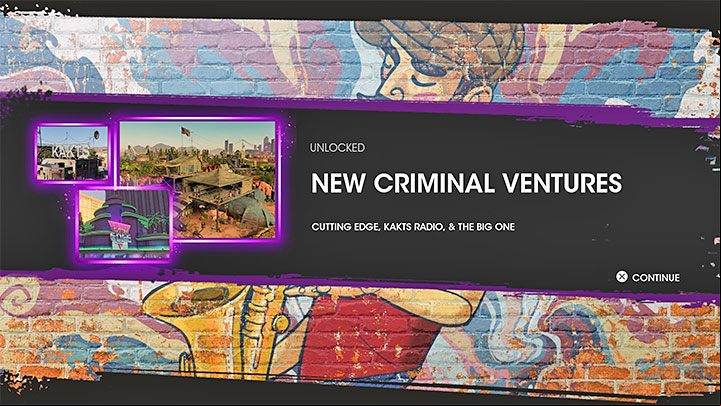 We've described these ventures in more detail on separate pages in the Ventures chapter - Saints Row 2022: Body of Evidence - walkthrough - Walkthrough - Saints Row Guide, Walkthrough