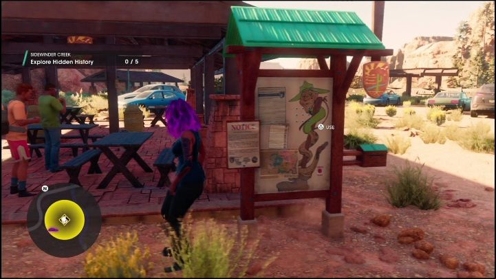 The Hidden History will begin when you press the button on the starting board, right in front of the tourist point - Saints Row 2022: Discoveries (Rojas Desert North) - list and description of activity - Rojas Desert North - Saints Row Guide, Walkthrough