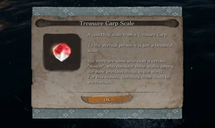 A Treasure Carp Scale. - Pot Noble Harunaga | Merchants in Sekiro Shadows Die Twice - Merchants - Sekiro Guide and Walkthrough