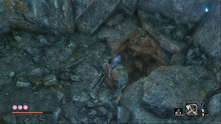 Use the grappling hook a few times and then jump down to the cave below you - Where is the entrance to Ashina Depths in Sekiro? - FAQ - Sekiro Guide and Walkthrough
