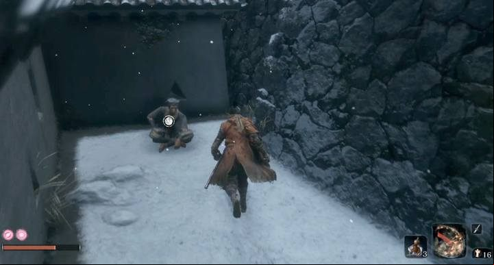 The merchant will come to the abandoned temple after you meet him and talk to him in the Ashina Castle; he is to the right of the main entrance to the castle, in an alley behind one of the walls; just behind a group of four opponents