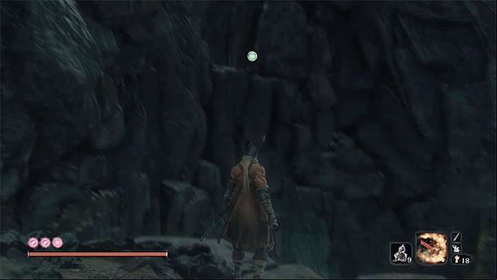 Instead of doing so, turn left and find an attachment you can jump to above your hero- as shown in the image - Prayer Beads | Unique items in Sekiro Shadows Die Twice - Unique items - Sekiro Guide and Walkthrough