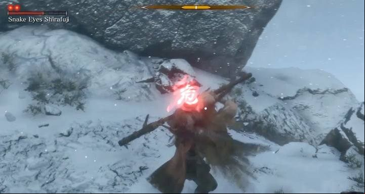 Watch out for a special attack that pulls you to the boss; this attack can catch you when you are in the air. - Snake Eyes Shirafuji | Sekiro Shadows Die Twice Boss Fight - Bosses - Sekiro Guide and Walkthrough