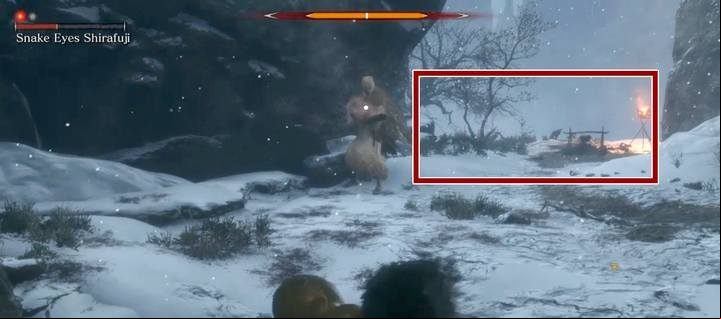 In the arena, watch out for its right side: you can expose yourself to fire of ranged enemy units standing on the bridge in further parts of the map - Snake Eyes Shirafuji | Sekiro Shadows Die Twice Boss Fight - Bosses - Sekiro Guide and Walkthrough